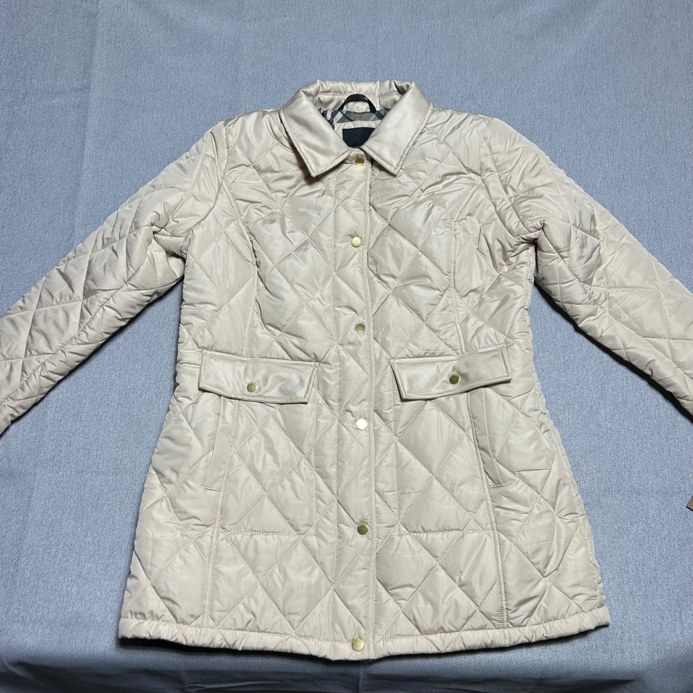 Weatherproof Quilted Jacket Womens Large Beige‎ Snap Button
